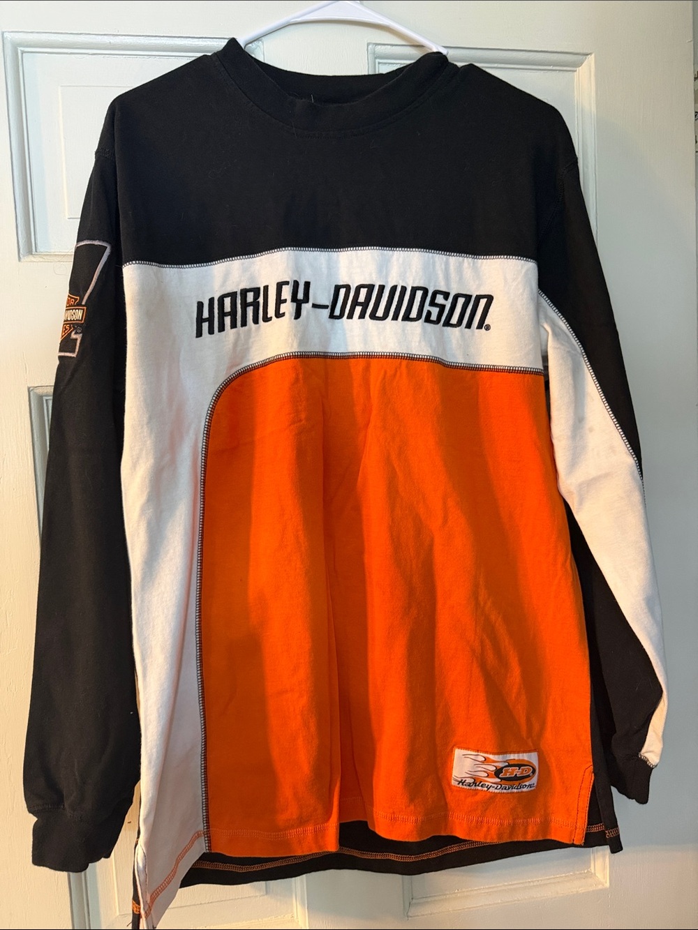 Harley-Davidson Black, White & Orange Panel Long Sleeve Shirt